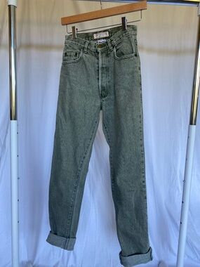 Guess Olive Green High-Rise Straight Leg Jeans